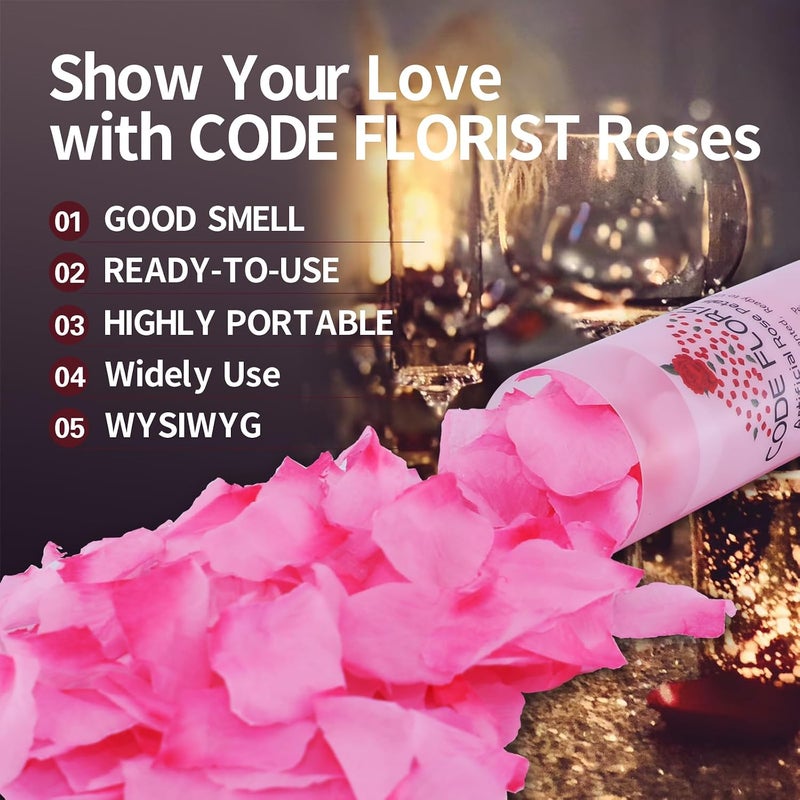CODE FLORIST كود فلوريست 1500 قطعة بتلات ورد حريري لعيد الحب، بتلات ورد صناعية لليلة رومانسية، الزفاف، ديكورات الزهور لذكرى الخطوبة (منفصلة، معطرة، وردي فاتح ووردي ساخن) - Image 5