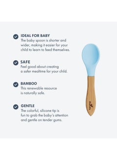 Avanchy Baby Spoons Bamboo And Silicone Set Self Feeding Food Utensils 4 Months Baby Led Weaning 2 Pack  - Image 5