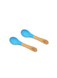Avanchy Baby Spoons Bamboo And Silicone Set Self Feeding Food Utensils 4 Months Baby Led Weaning 2 Pack  - Image 2
