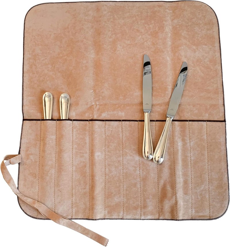 HAGERTY Silver Guard Cutlery Roll I Practical cutlery pouch for silver & silver-plated metal 46.5x51cm I Cutlery storage with tarnish protection I Cutlery holder for table knives with 12 compartments - Image 1