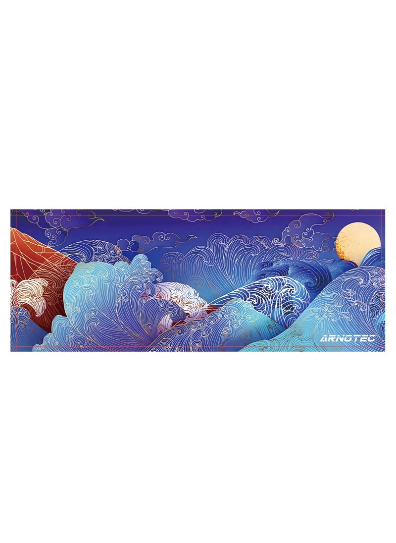 ARNOTEC - Large Mouse Pad 800x300mm Extended Mouse Pad Non-Slip Rubber Base Gaming Mouse pad Office Desk Mat Desk Pad Smooth Cloth Surface wave Keyboard Mouse Pads for Computers - Image 1