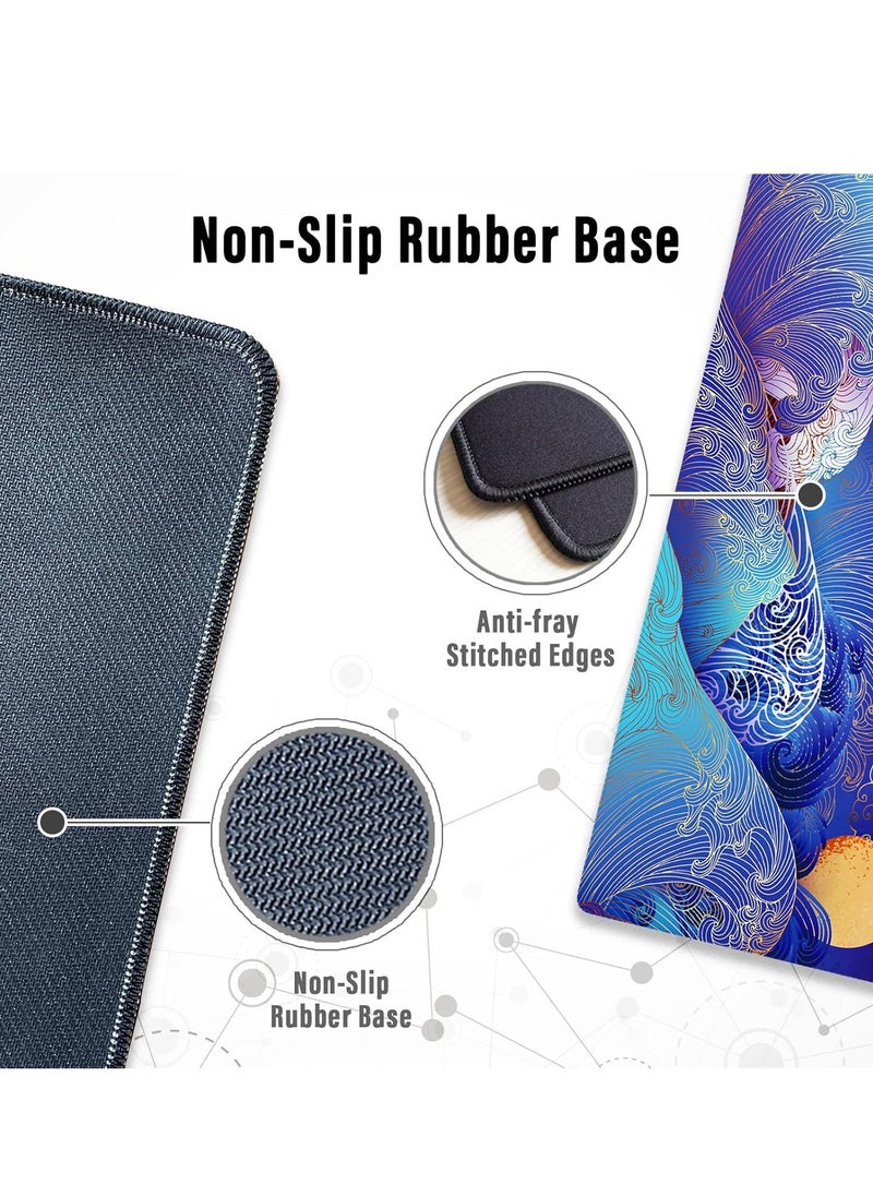 ARNOTEC - Large Mouse Pad 800x300mm Extended Mouse Pad Non-Slip Rubber Base Gaming Mouse pad Office Desk Mat Desk Pad Smooth Cloth Surface wave Keyboard Mouse Pads for Computers - Image 1