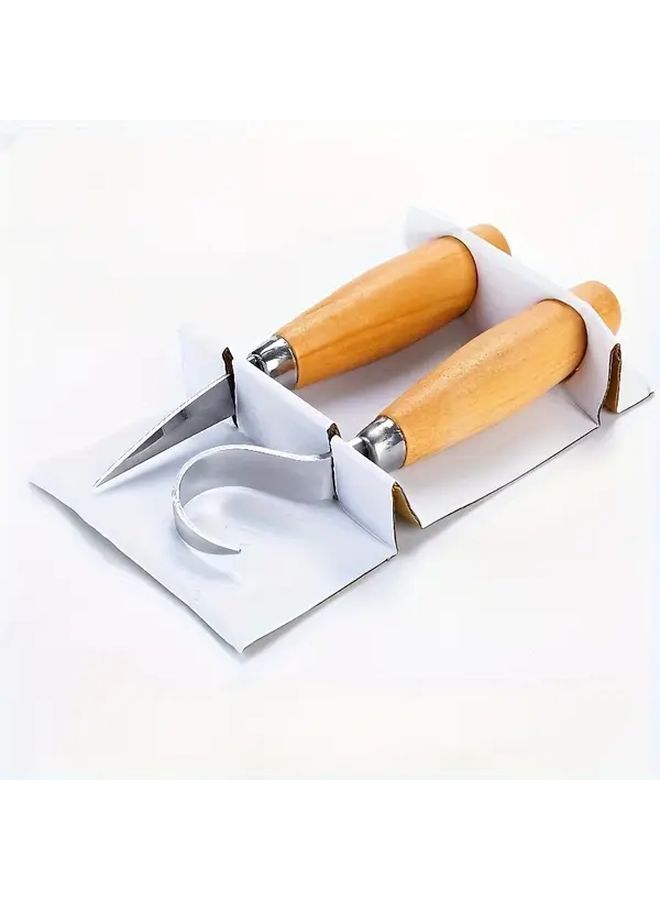 Maple Scimitar Beech Wood Carving Knife Set With Straight And Curved Blades - Image 4