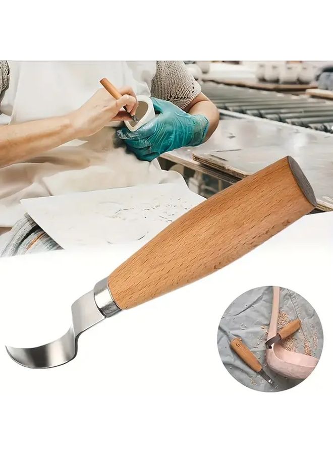 Maple Scimitar Beech Wood Carving Knife Set With Straight And Curved Blades - Image 5