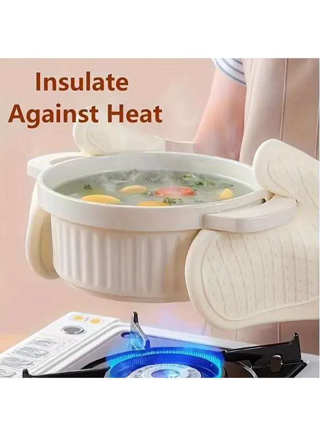 Light Gray Oven Gloves Kitchen Insulating Baking And BBQ Gloves 1pc - Image 3