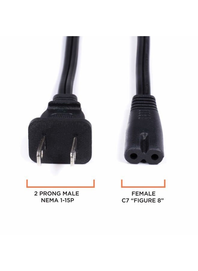THE CIMPLE CO Figure 8 Power Cord (2 Prong) with Premium Quality Copper Wire Core - Non Polarized for Satellite CATV Game & Sony - NEMA 1-15P to C7 / IEC 320 - UL Listed - Black 10ft Power Cable - Image 4