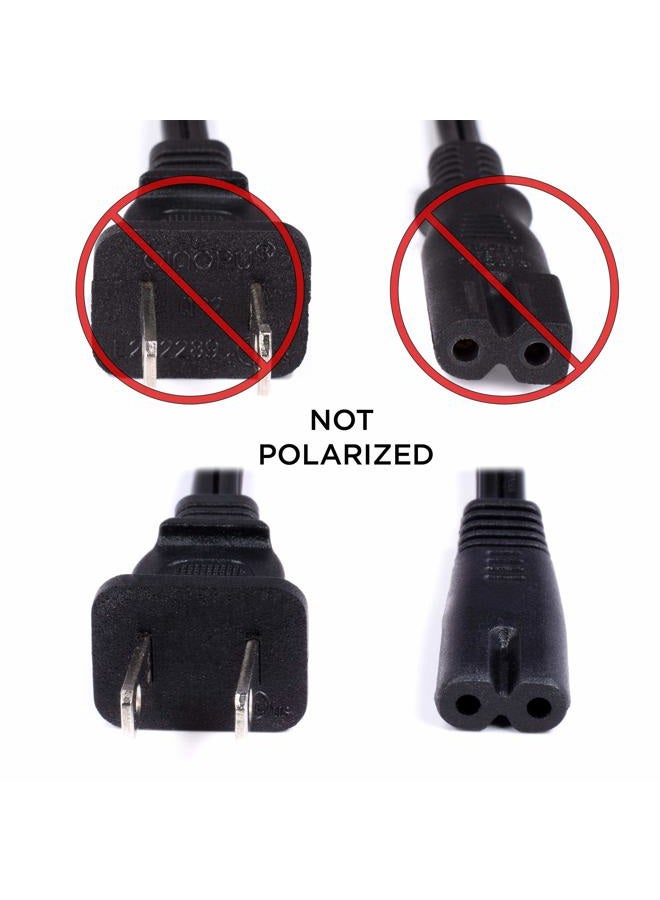 THE CIMPLE CO Figure 8 Power Cord (2 Prong) with Premium Quality Copper Wire Core - Non Polarized for Satellite CATV Game & Sony - NEMA 1-15P to C7 / IEC 320 - UL Listed - Black 10ft Power Cable - Image 3