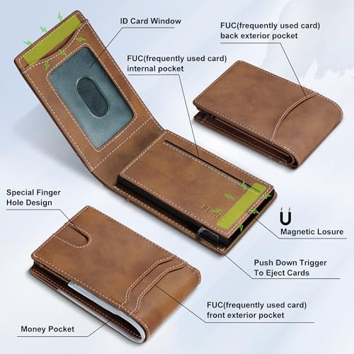 furid محفظة فريد الذكية للرجال نحيفة: محفظة مينيمايست RFID قابلة للظهور مع مشبك نقود وحامل بطاقات ائتمان معدني - هدايا للزوج أو الأب في عيد الميلاد أو الذكرى السنوية - Image 3