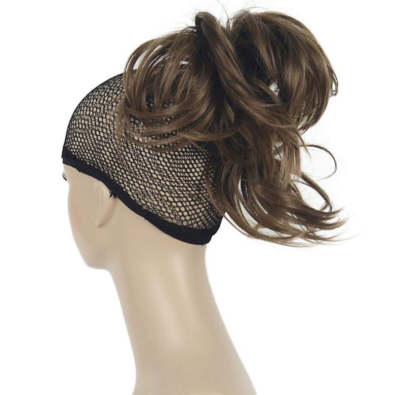 Lydell Adjustable Messy Style Ponytail Hair Extension Synthetic Hairpiece with Jaw Claw Light Reddish Golden Brown