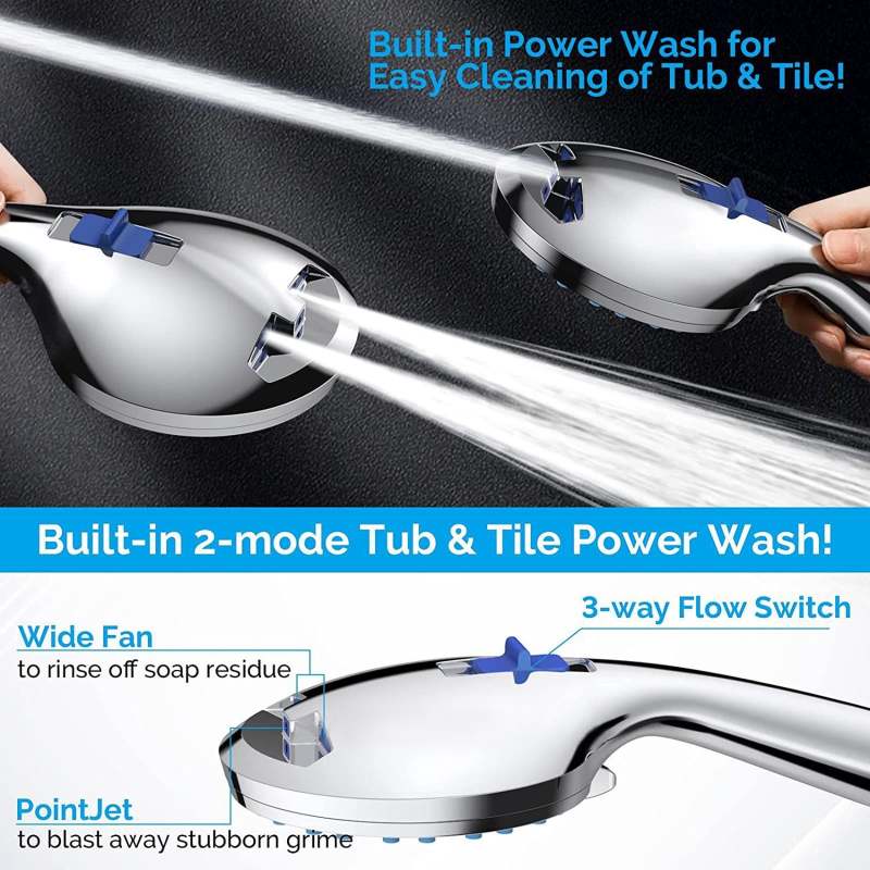 Handheld Shower Head: 8 Spray Functions - Silver Multifunctional Shower for Home Gym Senior Hotel Use - Image 3