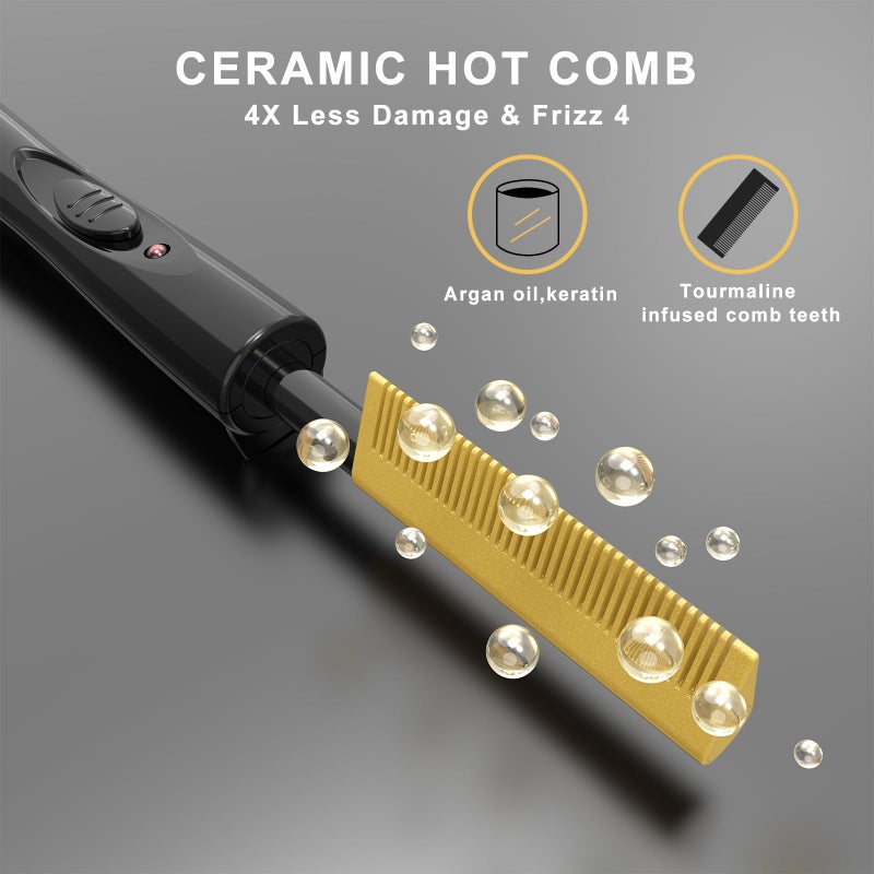 DAN Technology electric hot comb for wigs,450Â°F Hot Comb for black hair,Dual Voltage PressingComb,Fast Heating Ceramic HotComb,straightening combs for Lace Front Wigs and Natural Black Hair - Image 3