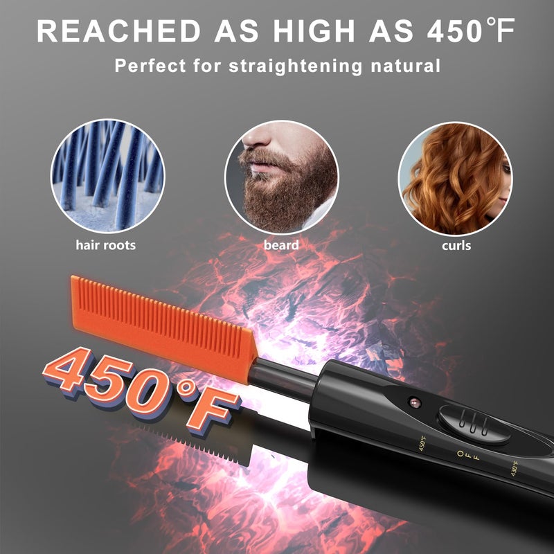 DAN Technology electric hot comb for wigs,450Â°F Hot Comb for black hair,Dual Voltage PressingComb,Fast Heating Ceramic HotComb,straightening combs for Lace Front Wigs and Natural Black Hair - Image 5