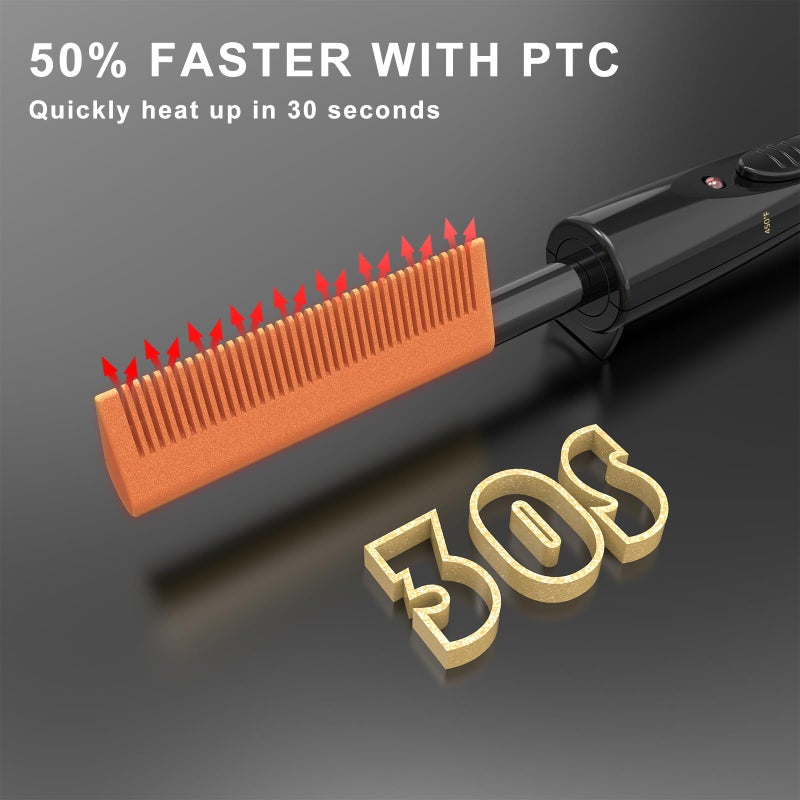 DAN Technology electric hot comb for wigs,450Â°F Hot Comb for black hair,Dual Voltage PressingComb,Fast Heating Ceramic HotComb,straightening combs for Lace Front Wigs and Natural Black Hair - Image 2