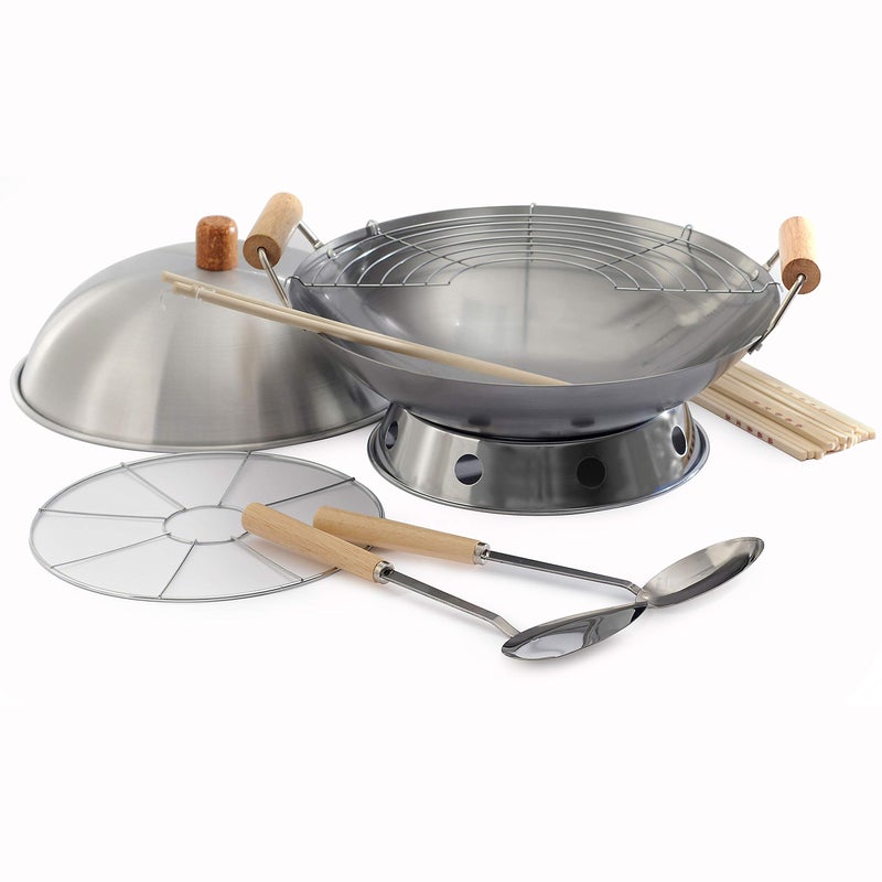 Norpro 10Piece Wok Set Silver 14 inch