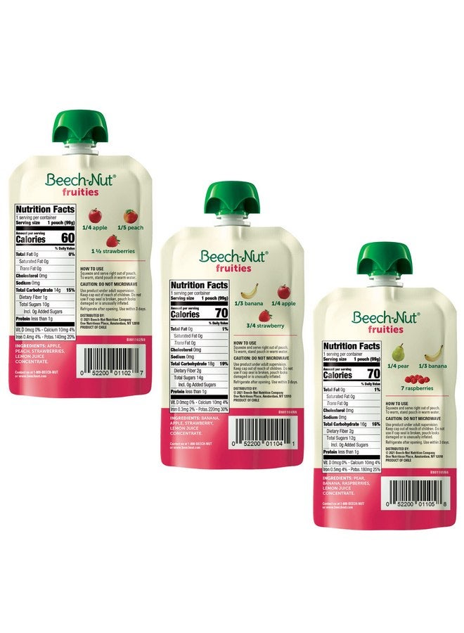 Beech-Nut Baby Food Pouches Variety Pack, Berry Blends Fruit Purees, 3.5 oz (18 Pack) - Image 2