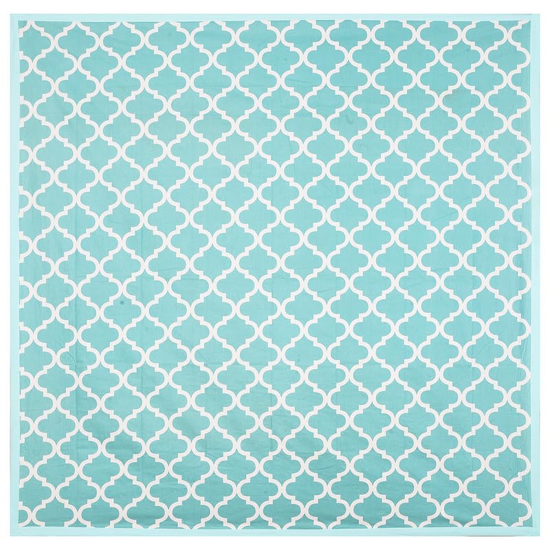 Texstylers 100% Cotton Square Tablecloth - Soft, Durable, Washable Table Cover for Center Table, Kitchen, Parties & Events - 40x40 Inches - Elegant Geometric Design (Light Blue) - Image 2