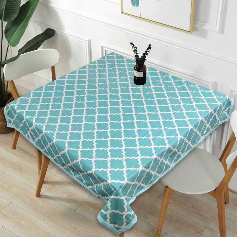 Texstylers 100% Cotton Square Tablecloth - Soft, Durable, Washable Table Cover for Center Table, Kitchen, Parties & Events - 40x40 Inches - Elegant Geometric Design (Light Blue) - Image 1