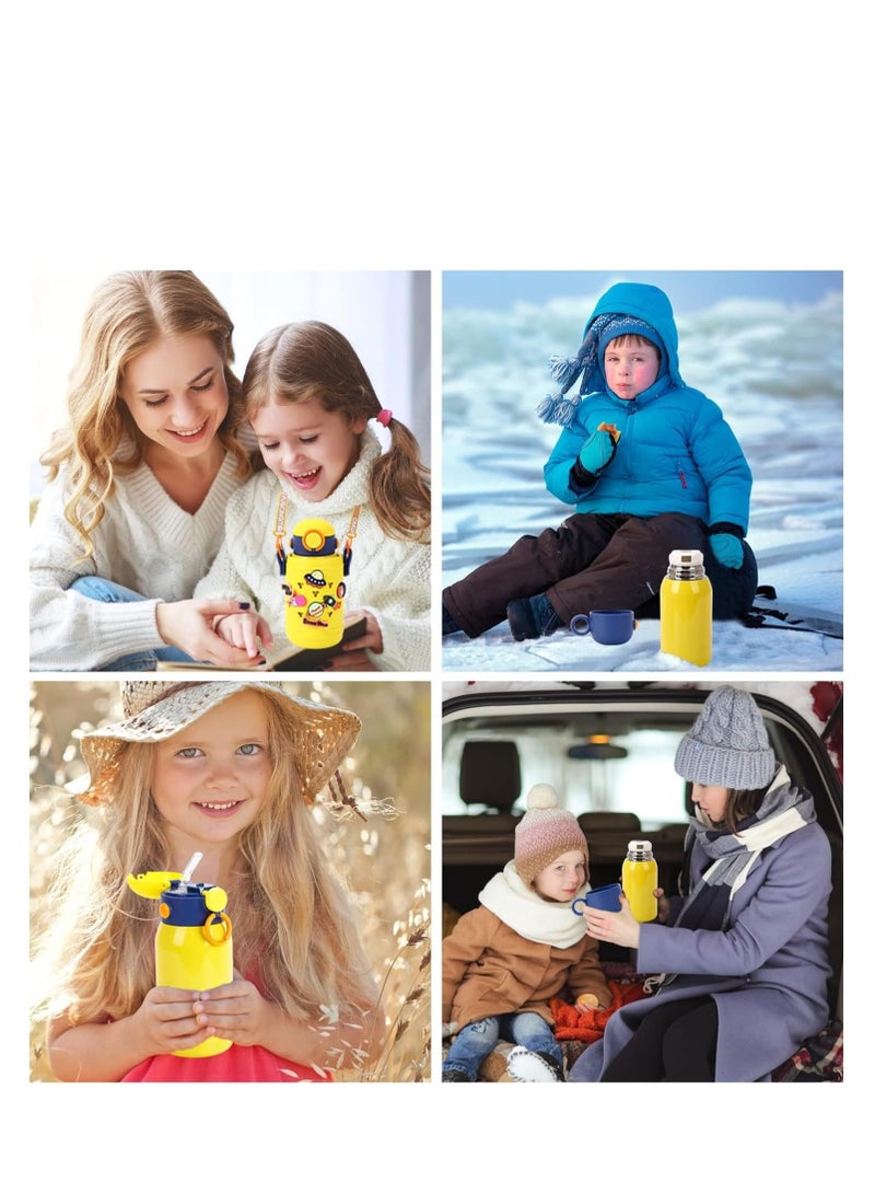 SYOSI Stainless Steel Water Bottle with Straw Lid,500ml Vacuum Insulated Metal Water Bottle,Yellow Space Reusable Double Walled Leak Proof Sports Water Bottle,Flask for Hot Cold Drinks,for Girls Boys Kids  - Image 5