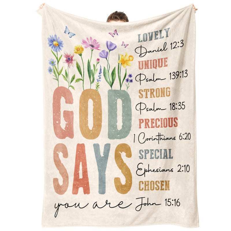SteadStyle Christian Gifts for Women Birthday - Inspirational Floral Throw, Religious Birthday Gift for Women, Christian Blanket for Mom Sister Friend Girl, Baptism Confirmation Spiritual Gift for Her - Image 1