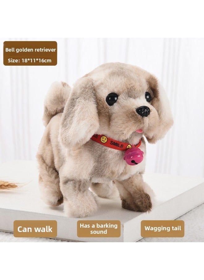 Toy Dog Children Plush Electric Toy Walking Dog Electric Dog Stall Electronic Puppy Pet-Colour:Bell Golden Retriever (tie-dye Apricot)  - Image 1