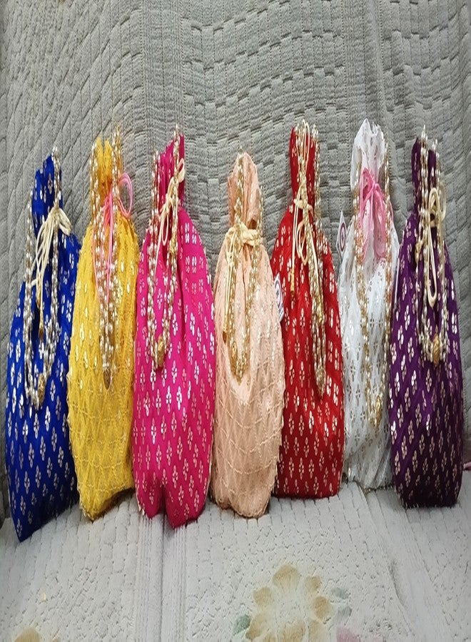 2DS Potli Bags For Ladies with Moti Handle Pink colour| Ideal women batwa purse for Parties Weddings or Traditional Events return gift |ROUNDCUMK_PNK-01| 1 UNIT - Image 2