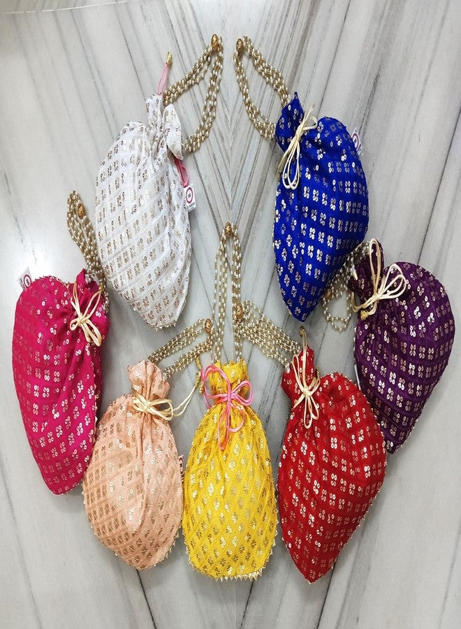2DS Potli Bags For Ladies with Moti Handle Pink colour| Ideal women batwa purse for Parties Weddings or Traditional Events return gift |ROUNDCUMK_PNK-01| 1 UNIT - Image 3