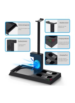 KASTWAVE Vertical Cooling Stand Compatible with Xbox Series X, Charging Station Dock with 1400mAh Rechargeable Battery Pack and Dual Controller Charger Ports (NOT Compatible with Xbox One X/S), Black  - Image 3
