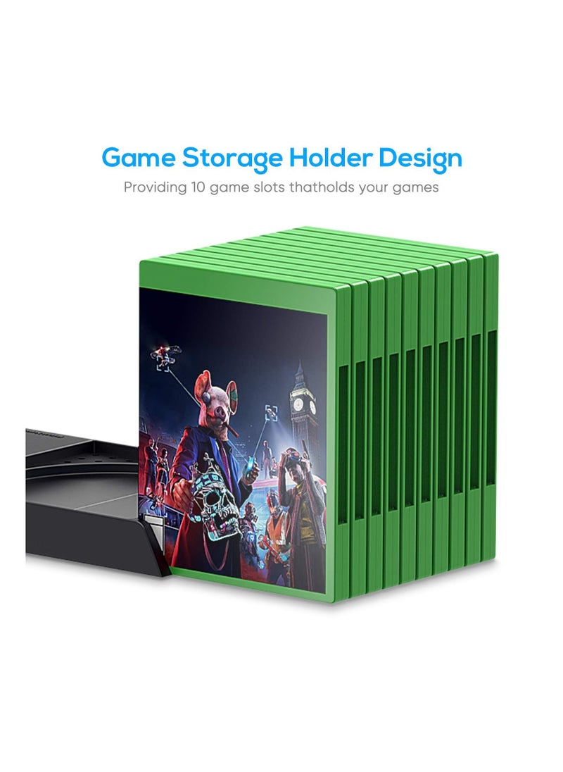 KASTWAVE - Vertical Cooling Stand Compatible with Xbox Series X, Charging Station Dock with 1400mAh Rechargeable Battery Pack and Dual Controller Charger Ports (NOT Compatible with Xbox One X/S), Black - Image 1