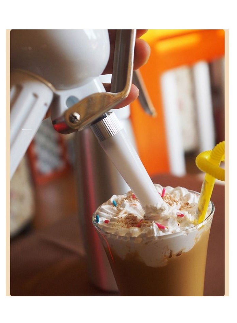 Furtey Whipped Cream Dispenser,500ML Aluminum Culinary Canister Cream Whipper With 3 Decorating Nozzles Cream Foam Maker For Cake Dessert Coffee , Coffee Cream Frother , Silver - Image 2