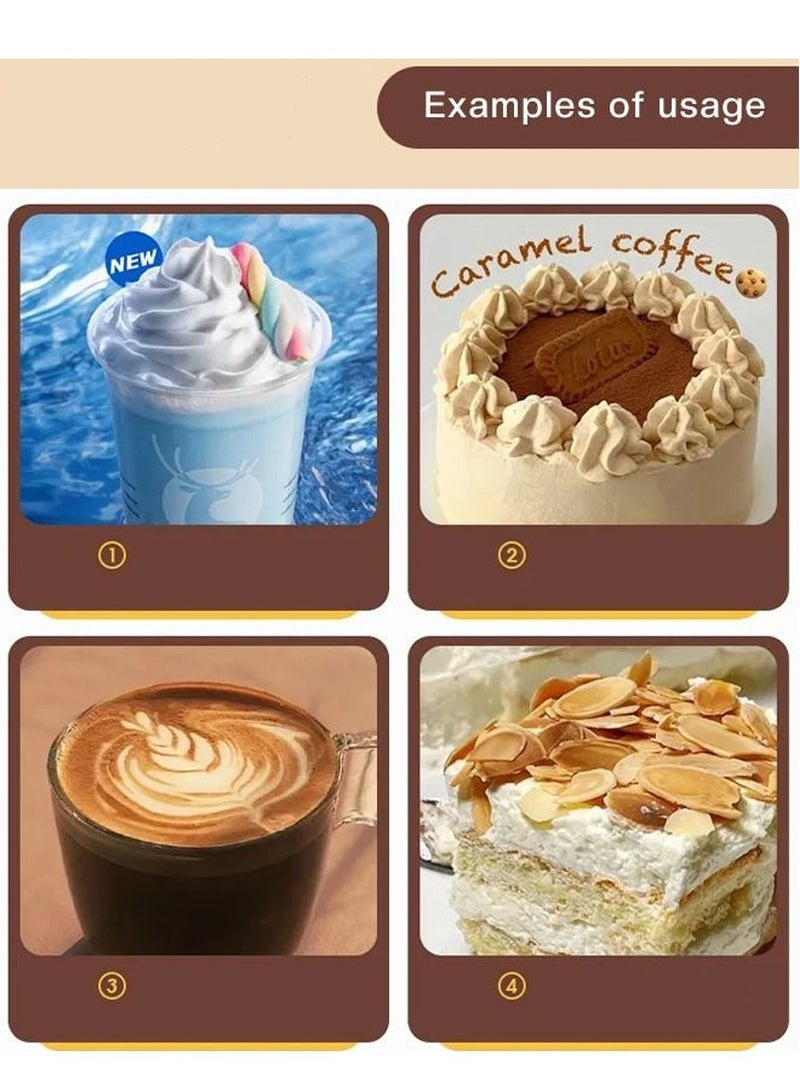 Furtey Whipped Cream Dispenser,500ML Aluminum Culinary Canister Cream Whipper With 3 Decorating Nozzles Cream Foam Maker For Cake Dessert Coffee , Coffee Cream Frother , Silver - Image 3