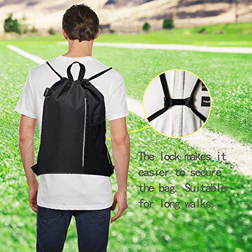 HOLYLUCK Men & Women Outdoor Sport Gym Sack Waterproof Drawstring Backpack Bag (dark grey) - Image 4