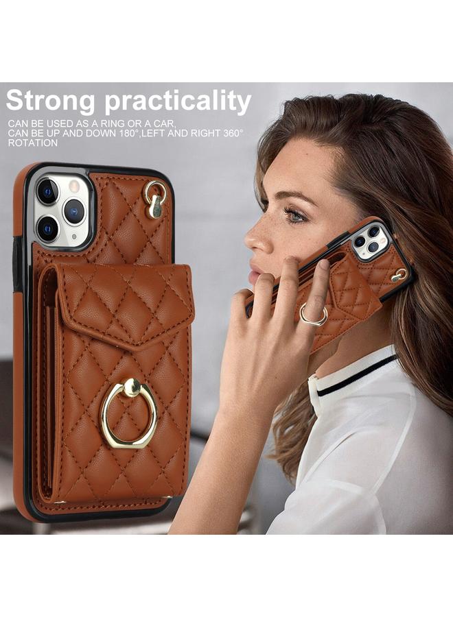 زبون جراب لهاتف iPhone 11 Pro Max بتصميم معيني مع حقيبة بطاقات وحبل طويل - Image 2