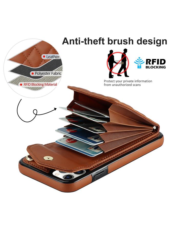 زبون جراب لهاتف iPhone 11 Pro Max بتصميم معيني مع حقيبة بطاقات وحبل طويل - Image 4