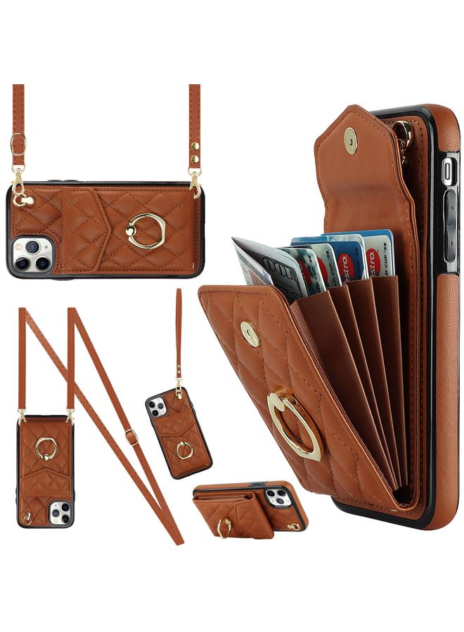 زبون جراب لهاتف iPhone 11 Pro Max بتصميم معيني مع حقيبة بطاقات وحبل طويل - Image 1