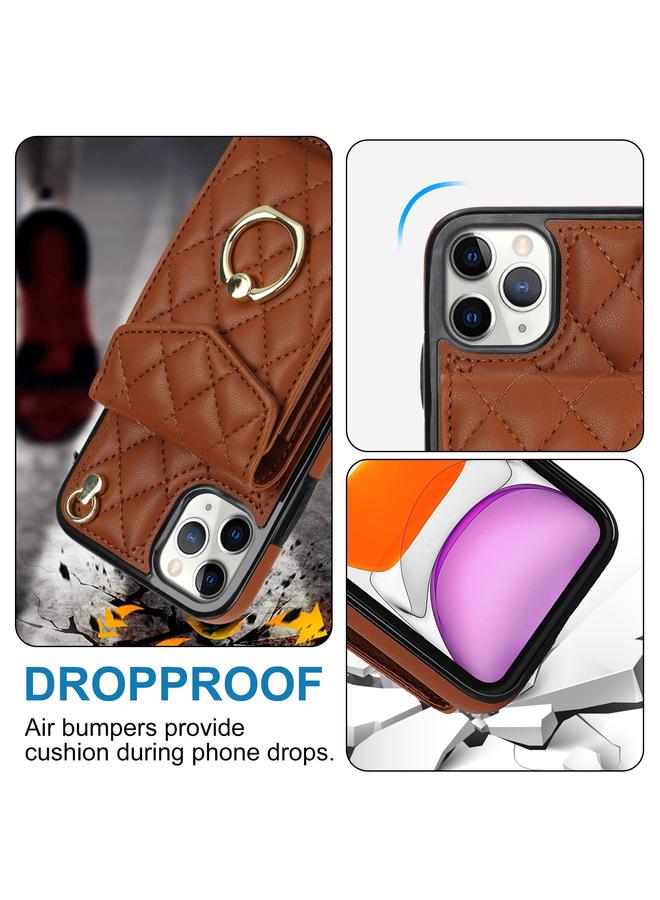 زبون جراب لهاتف iPhone 11 Pro Max بتصميم معيني مع حقيبة بطاقات وحبل طويل - Image 3