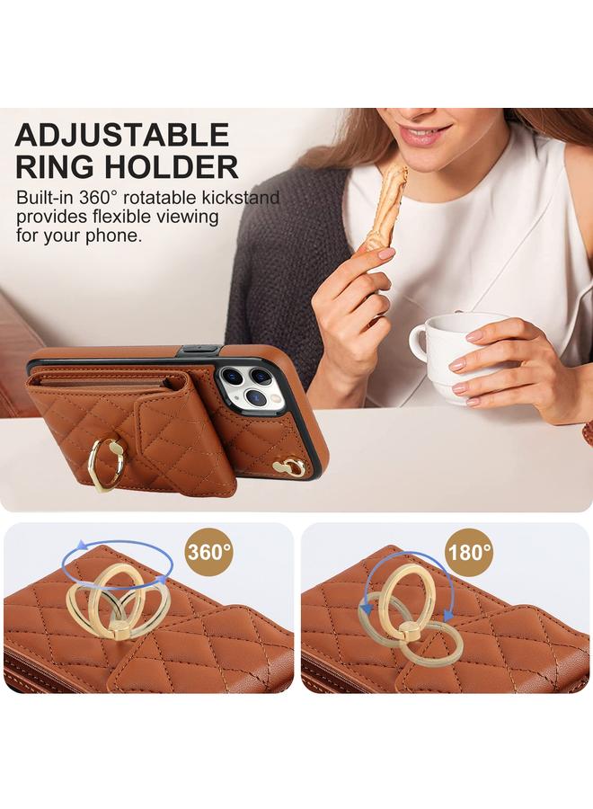 زبون جراب لهاتف iPhone 11 Pro Max بتصميم معيني مع حقيبة بطاقات وحبل طويل - Image 5