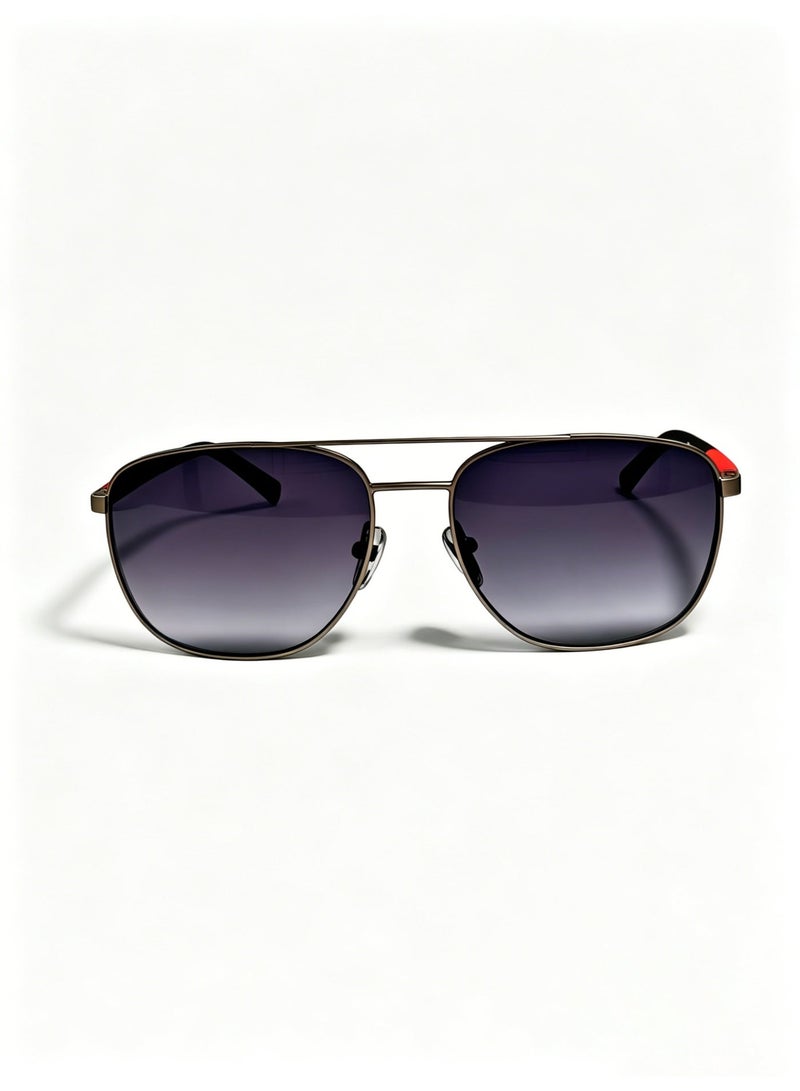 Aviator Sunglasses for Men & Women with Polished Gunmetal Frame and Gradient Grey Lenses - Image 1