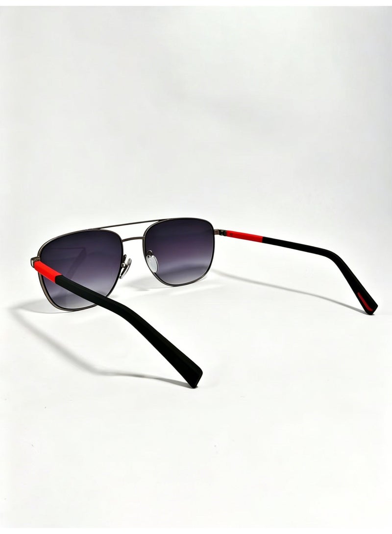 Aviator Sunglasses for Men & Women with Polished Gunmetal Frame and Gradient Grey Lenses - Image 2