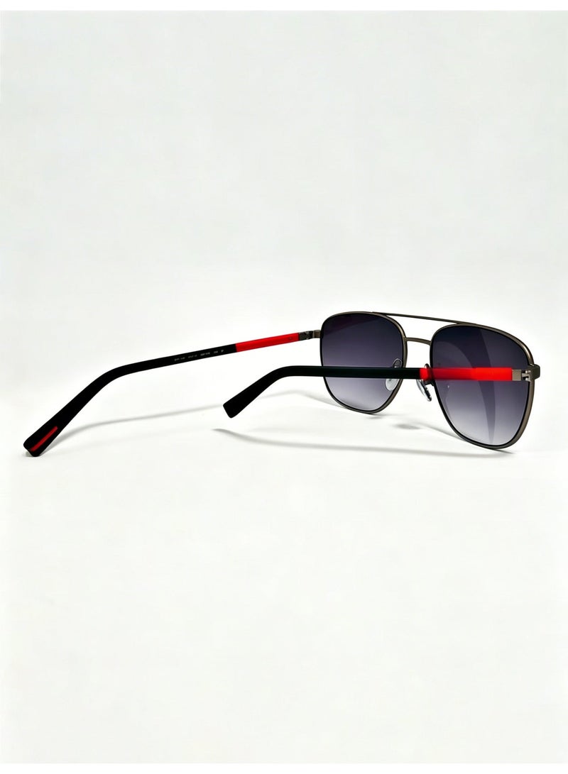 Aviator Sunglasses for Men & Women with Polished Gunmetal Frame and Gradient Grey Lenses - Image 3