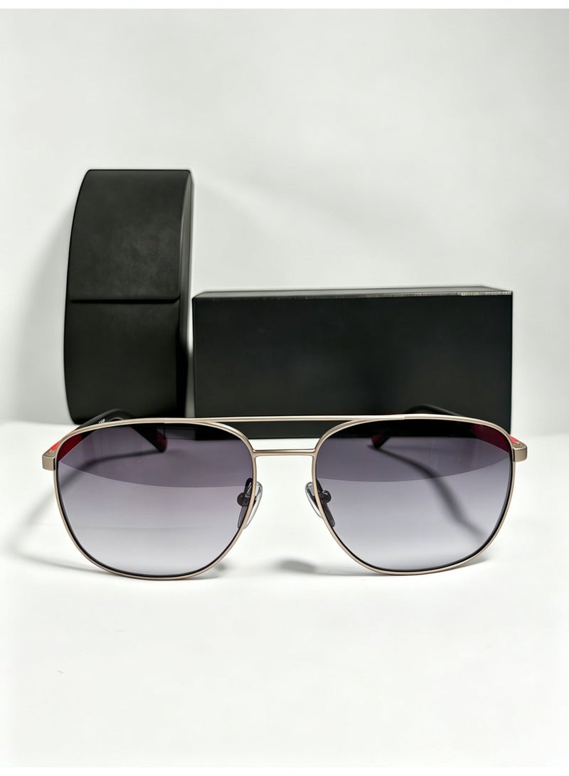 Aviator Sunglasses for Men & Women with Polished Gunmetal Frame and Gradient Grey Lenses - Image 4