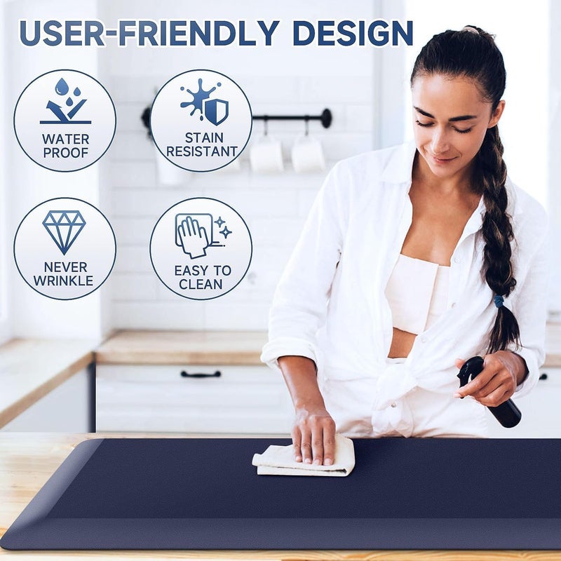 StepRite 4/5 Inch Thick Kitchen Mat Anti Fatigue Mat Kitchen Rugs Kitchen Decor Non-Slip, Stain & Water Resistant, Kitchen Mats Desk Mat for Kitchen, Office, Workshop, Blue, 17'' x 60'' - Image 5