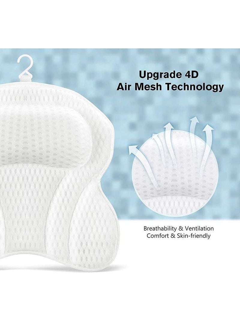 Bath Pillow, 4D Air Mesh Spa Bathtub Cushion with Head, Neck, Shoulder, Back Support, 6 Non-Slip Strong Suction Cups and Extra Thick, Fits Most Tub, Hot Jacuzzi - Image 3