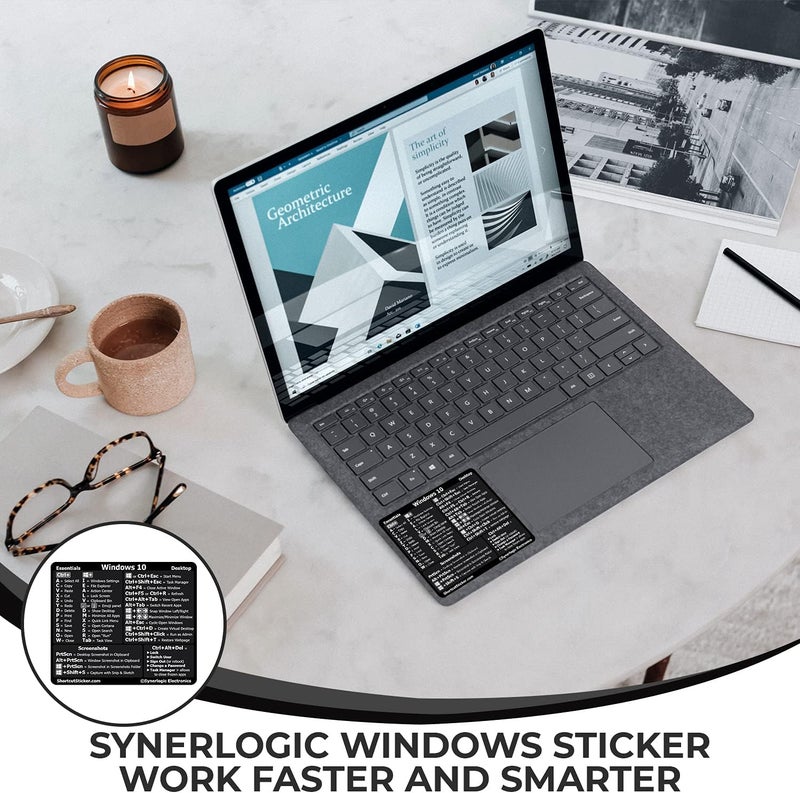 Synerlogic (2pcs) Windows PC Reference Keyboard Shortcut Sticker | Vinyl, Laminated Windows Shortcut Sticker for PC Laptop or Desktop | Shortcuts Cheat Sheet (Black/Large/2) - Image 4