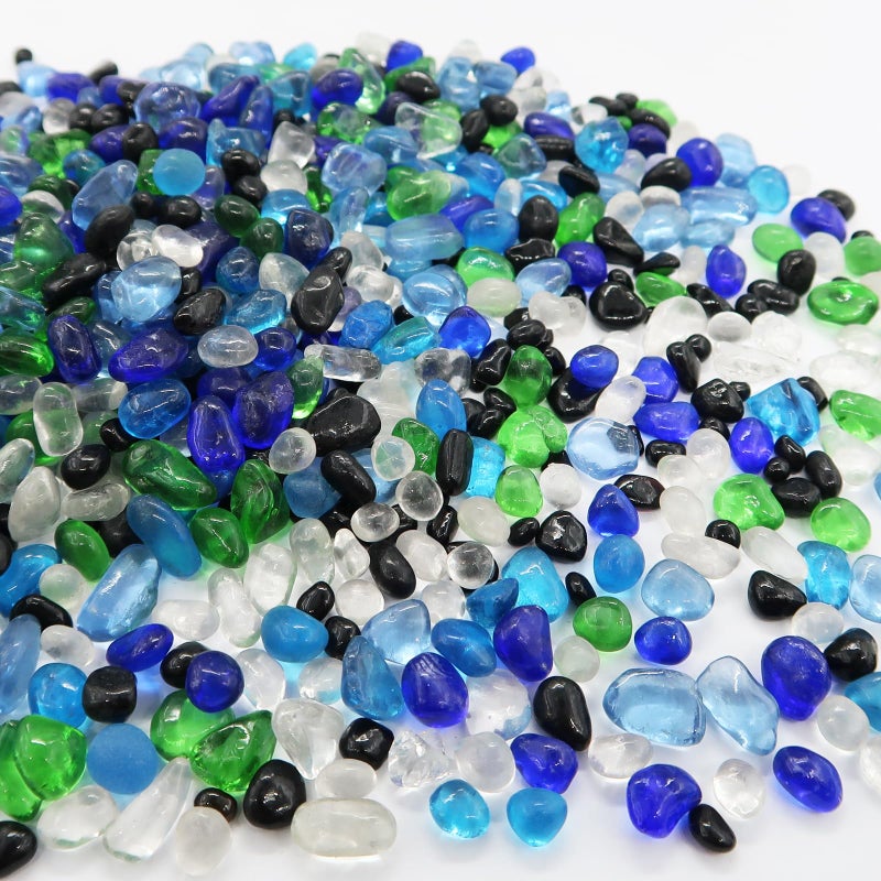 09LB Multicolor Irregular Shaped Stones Natural Crushed Stones Gravel Vases Fillers Tiny Polished Broken Stones for Succulent Plant Fish Tank Filler Home Outdoor Garden Stepping Stone Decor