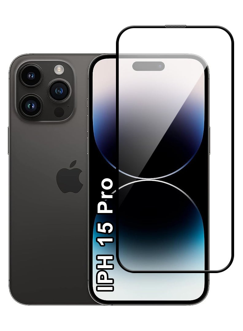 رفع القضية واقي شاشة لهاتف Apple iPhone 15 Pro مقاس 6.1 بوصة، طبقة من الزجاج المقوى 9H، خالية من الفقاعات وسهلة التركيب، تغطية كاملة، مضادة للخدش وحساسة اللمس - Image 1