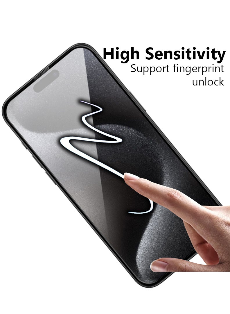 رفع القضية واقي شاشة لهاتف Apple iPhone 15 Pro مقاس 6.1 بوصة، طبقة من الزجاج المقوى 9H، خالية من الفقاعات وسهلة التركيب، تغطية كاملة، مضادة للخدش وحساسة اللمس - Image 5