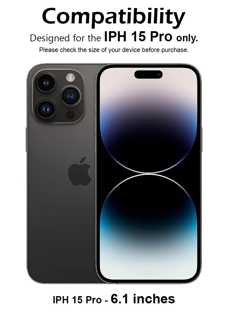 رفع القضية واقي شاشة لهاتف Apple iPhone 15 Pro مقاس 6.1 بوصة، طبقة من الزجاج المقوى 9H، خالية من الفقاعات وسهلة التركيب، تغطية كاملة، مضادة للخدش وحساسة اللمس - Image 2