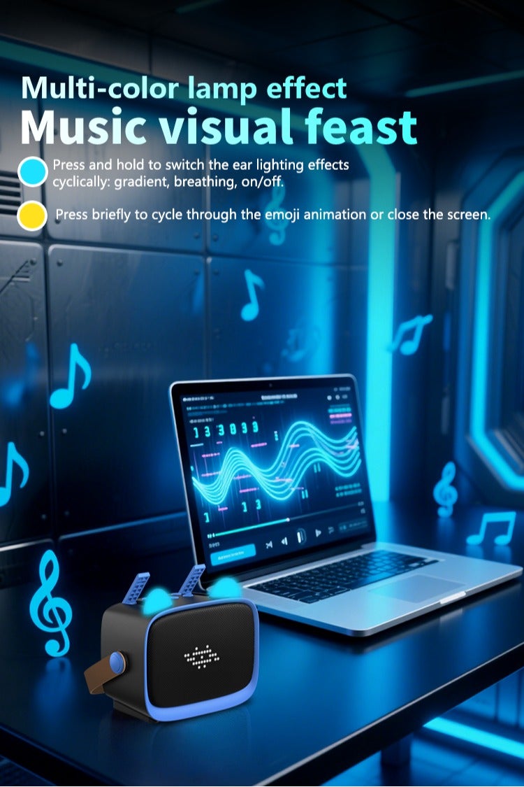 Kids Karaoke Speaker with Dual Microphones, Multiple Lighting Modes, Bluetooth Compatible Audio System, Holiday Gift, New Year Gift Blue  - Image 5