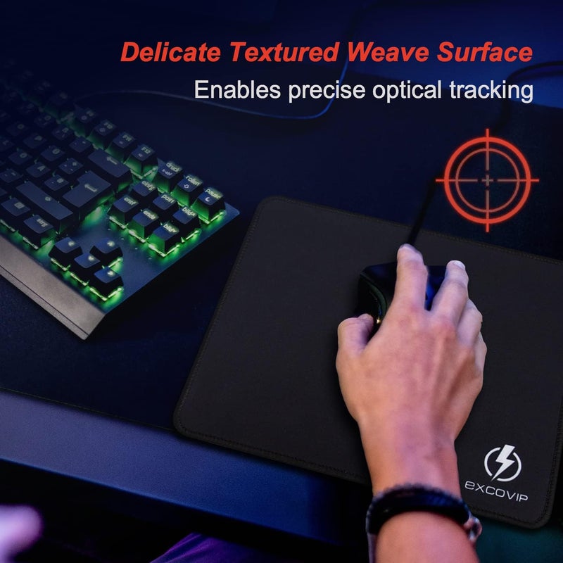 excovip Gaming Mouse Pad Comfortable Small Mouse Pads Smooth Surface Stitched Edges Mousepad For Computer, Laptop, Home & Office Non-Slip Rubber Base Black (260 X 210 Mm) 8767 - Image 5