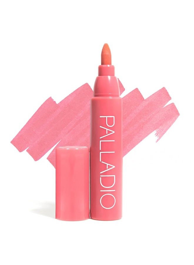 PALLADIO صبغة شفاه، تركيبة مرطبة ومقاومة للماء، مظهر لون غير لامع، لون شفاه يدوم طوال اليوم، مقاومة للتلطخ، طرف دقيق على شكل إزميل، وردي - Image 1